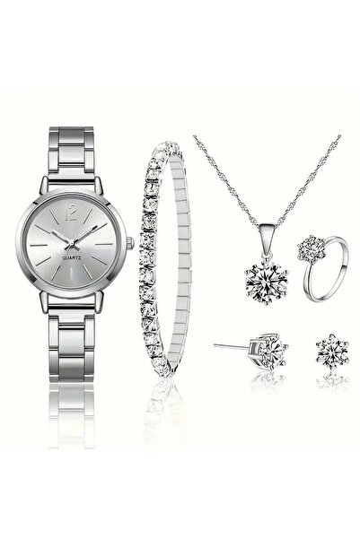 M SMİLE Kadın Kol Saati, Bileklik, Küpe, Kolye, Ayarlabilir Yüzük