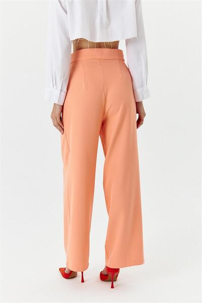 Tuba Butik Velcro Detailed Palazzo Fawn Women's Trousers