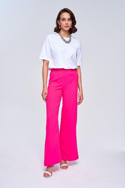 Tuba Butik Slit Detailed Wide Leg Dark Pink Women's Trousers