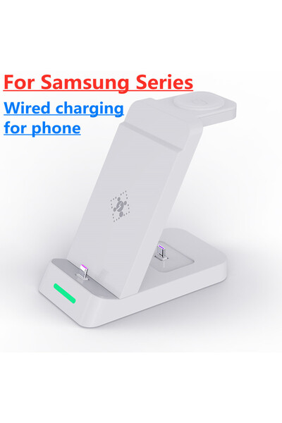 Vikefon قاعدة شحن لاسلكية سامسونج بيضاء اللون بقوة 30 واط، 3 في 1، قاعدة شحن ...
