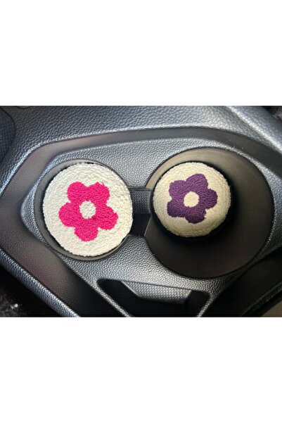 AKBAŞ DESİGN قاعدة أكواب السيارة المطرزة المكونة من قطعتين / قاعدة السيارة