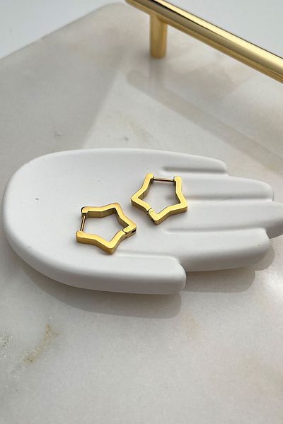 Modex Steel Gold Color Star Earrings (1,5 cm)