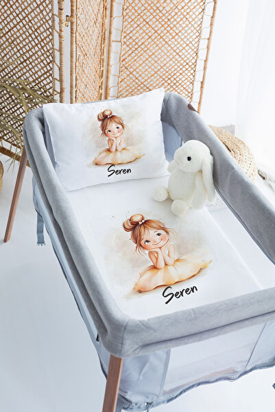 Lilabio %100 Pamuk Saten İsme Özel İsimli 70x120 Park Yatak Nevresim Seti Küç...