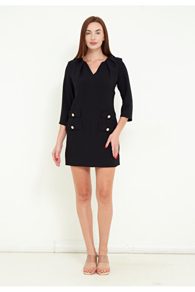 Favori Tekstil Yaka Kısmı Büzgülü Düğme Detaylı Şık Truvakar Kol Mini Ebise