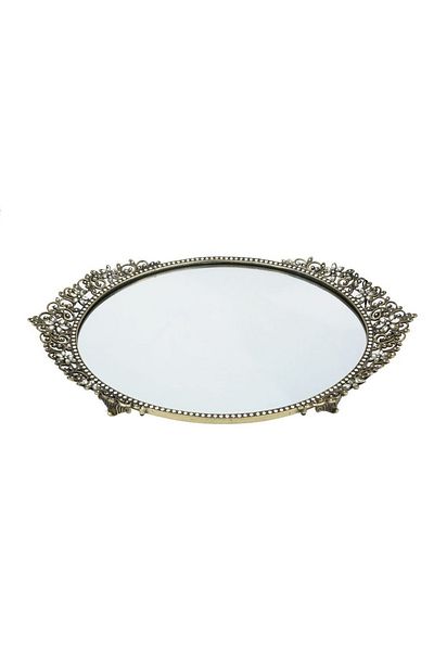 Lucky Art Silver Oval Tray with Stones