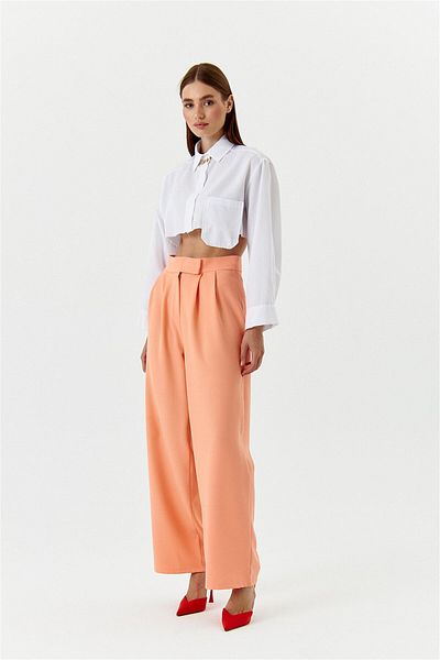 Tuba Butik Velcro Detailed Palazzo Fawn Women's Trousers