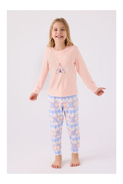 Arnetta Girl's Salmon Long Sleeve Pajama Set