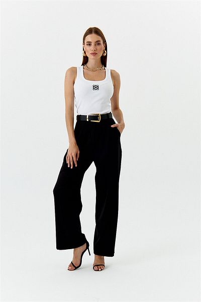 Tuba Butik Clamp High Waist Palazzo Black Women's Trousers