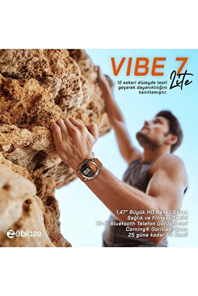 Zeblaze Vibe 7 Lite - Electric Orange Akıllı Saat - Spo2 (KAN OKSİJENİ) Izleme, Uyku Izleme,çoklu Spor Modu