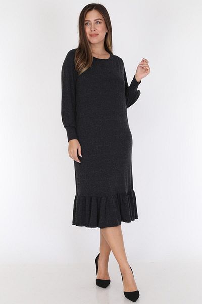 modayız Μαύρη φούστα με βολάν Plus Size Φόρεμα 20d-0783