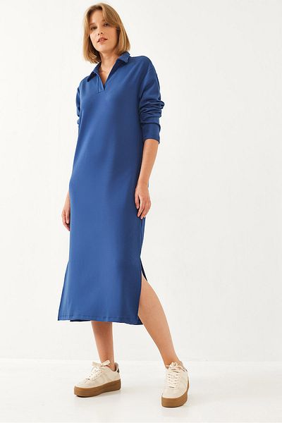 Bianco Lucci Damen-Kleid aus Modalstoff mit Polokragen 60351087