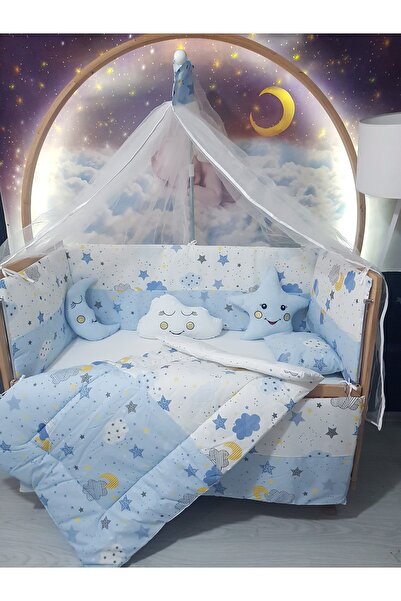 bebek_iklimi 60x120 Rüya Serisi Bebek Uyku Seti Mavi (Cibinlik ve Aparatı dahil)