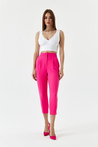 Tuba Butik Γυναικείο παντελόνι Carrot Fit Dark Pink