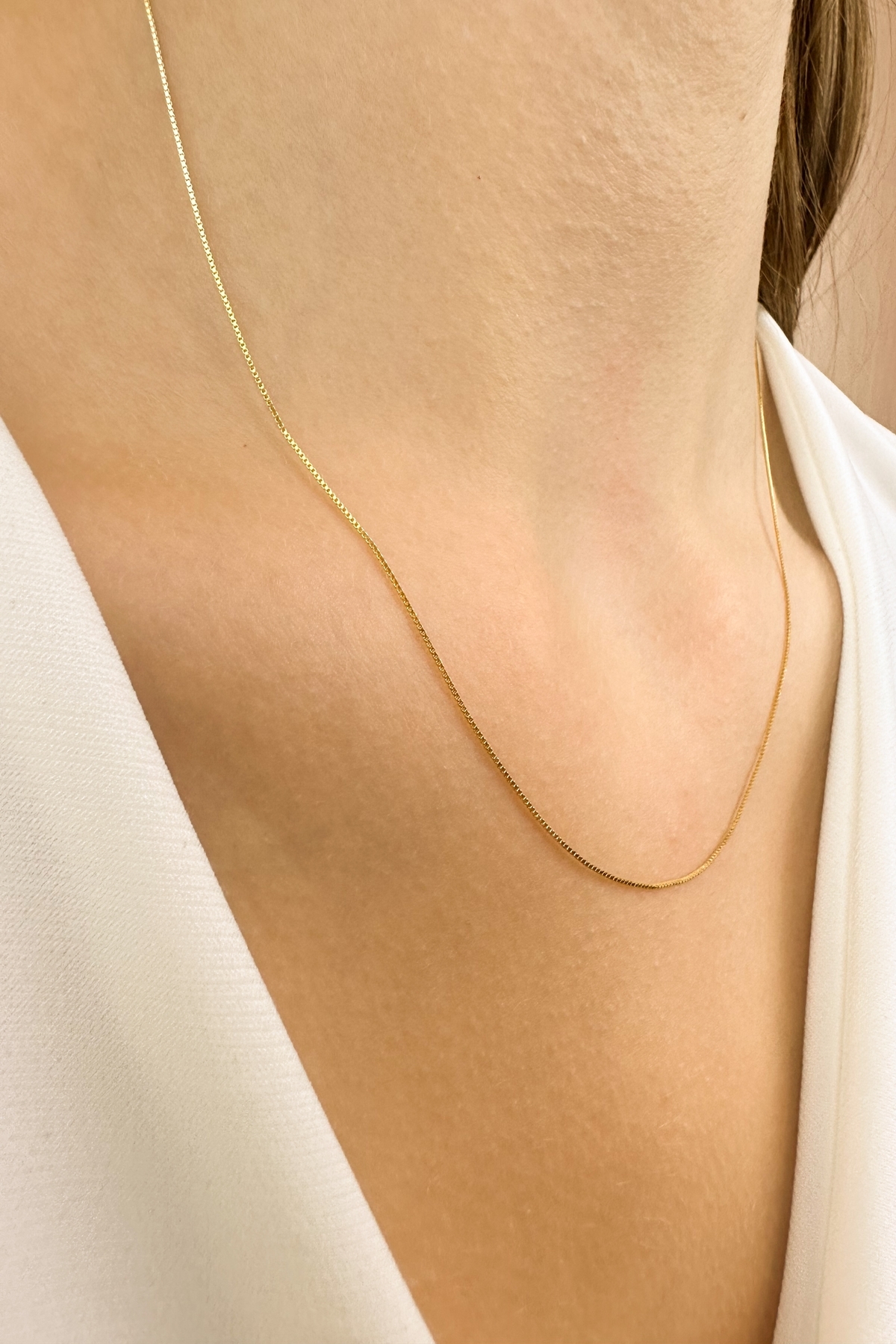 KRAFTIVA JEWELRY 14 Ayar Altın Zarif Küp Zincir Kolye