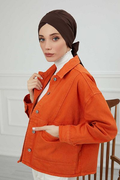 Aisha's Design غطاء رأس من القطن الممشط بحزام - موديل B-31