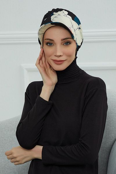 Aisha's Design بونيه قطن ممشط منقوش - مع قبعة، B-30yd