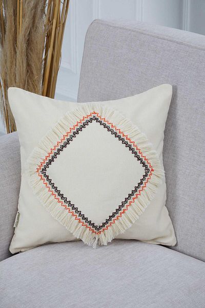Aisha's Design Fringed Special Design Throw Pillow Cover - K-300
