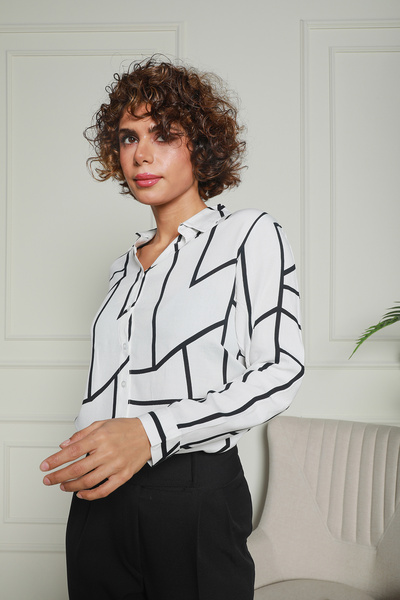 Butik Sa deznom Bela Viskoza Košulja Model br: 1500051