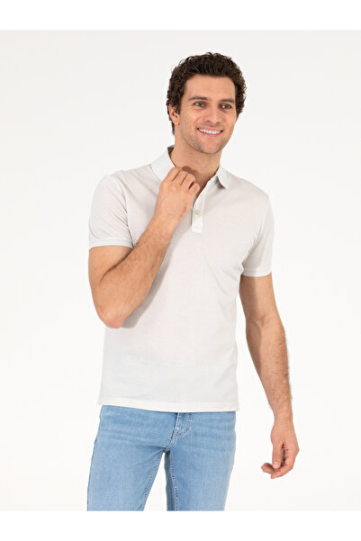 Cacharel Açık Gri Polo Yaka Slim Fit Basic Merserize T-shirt 50265364-VR001