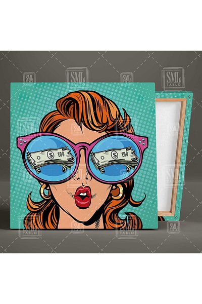 SML TABLO Μοντέλο Pop Art Τετράγωνος ζωγραφική σε καμβά που αντανακλάται στα ροζ γυαλιά σας