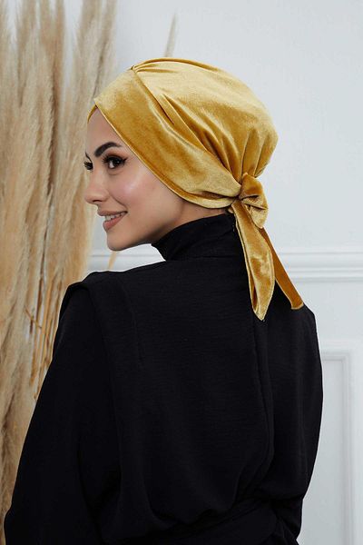 Aisha's Design Velvet Belted Bonnet - B-31K