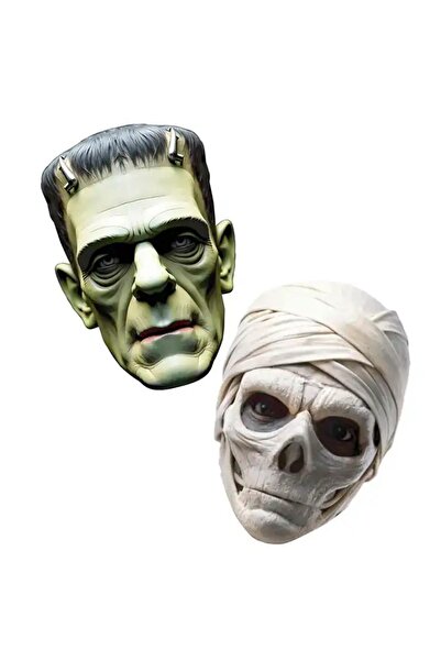 Patladı Gitti Halloween Cadılar Bayramı Zombi-Kurukafa Maske 2li Set