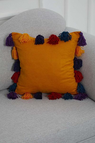 Aisha's Design Colorful Tasseled Throw Pillow Cover - K-280
