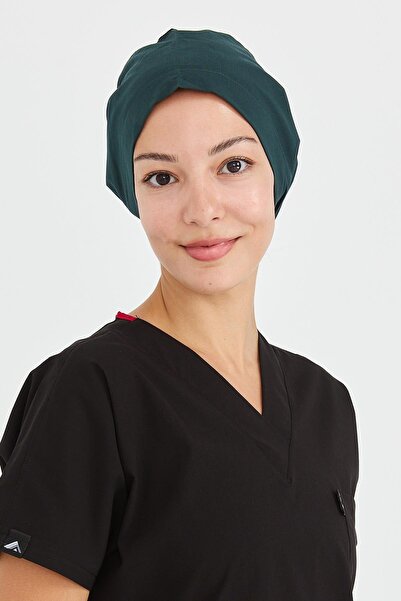 Çatı Medikal Likralı Doktor Hemşire Cerrahi Bone Aşçı Bonesi İş Bandanası, Koyu Yeşil