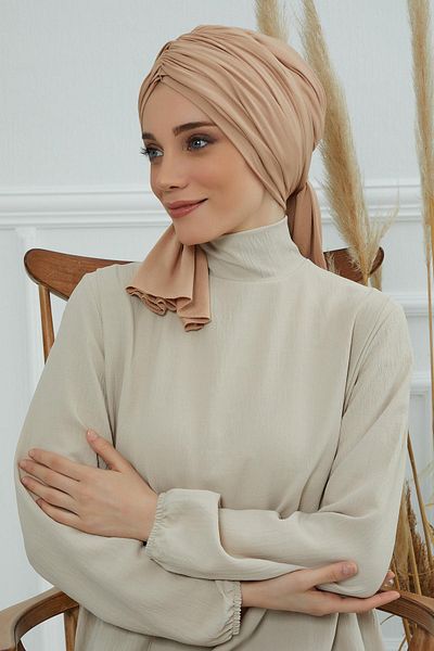 Aisha's Design غطاء رأس من القطن الممشط برباط، B-1