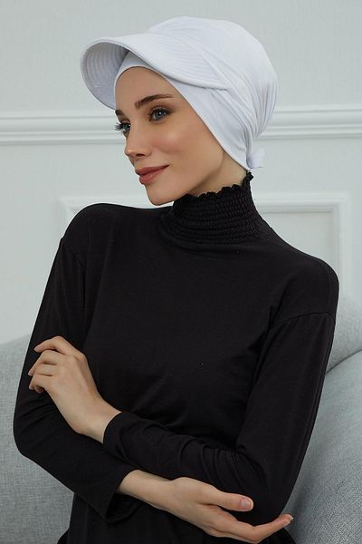 Aisha's Design Combed Cotton Bonnet - Visor Detailed, B-66