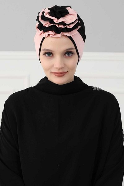 Aisha's Design بونيه وردي ملون - تصميم مزدوج، ب-28