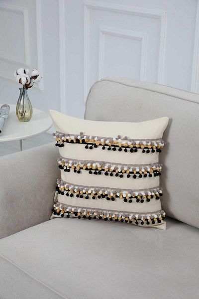 Aisha's Design Pompom Accessory Throw Pillow Cover,k-257