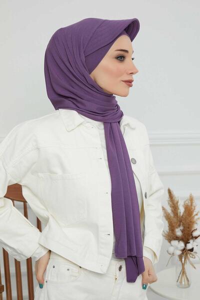 Aisha's Design Χτενισμένο βαμβακερό σάλι με προσωπίδα, SS-1, Μωβ