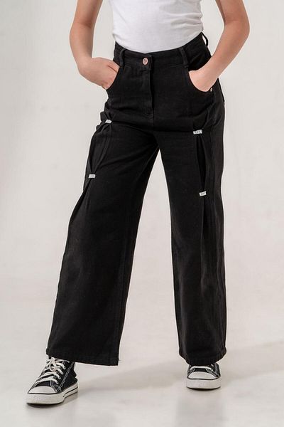 GİYİCEM Girl's Linen Pants with Ponteres Front