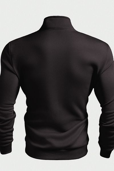 GHASSY CO. Ghassy Co. Men's Stand Collar Silver Half Zipper Sweatshirt