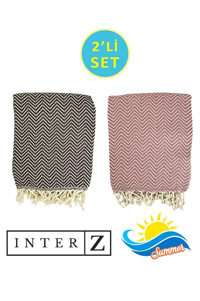 INTER Z Σετ 2 100% βαμβάκι XXL 90x170cm Πετσέτες θαλάσσης - Marmaris