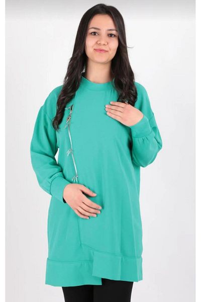 Puane Women's Rib and Zipper Detail Asymmetrical Helsinki Tunic Puane 10431