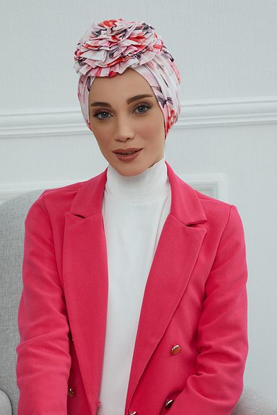 Aisha's Design بونيه من القطن الممشط المزخرف بالورود - B-21yd