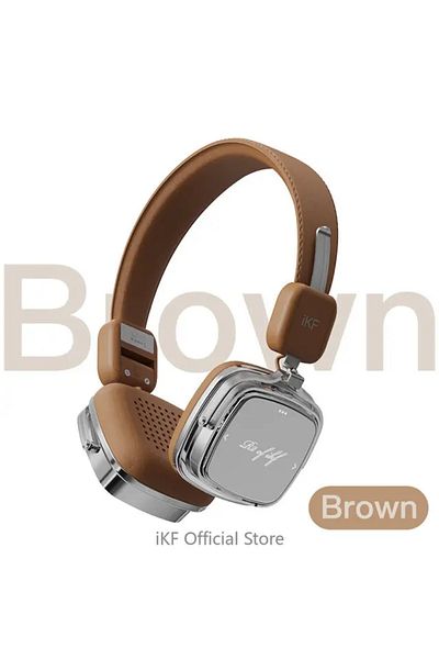 Choice Brown iKF-R2 Retro Wireless Headphones Bluetooth 5.4 HiFi Earphone ENC Call noise cancellation OOTD