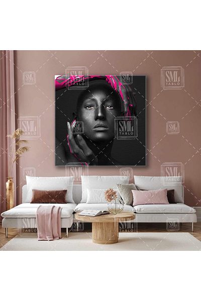 SML TABLO Femei Cyan Decor Hands Blue Painted Square Canvas Painting