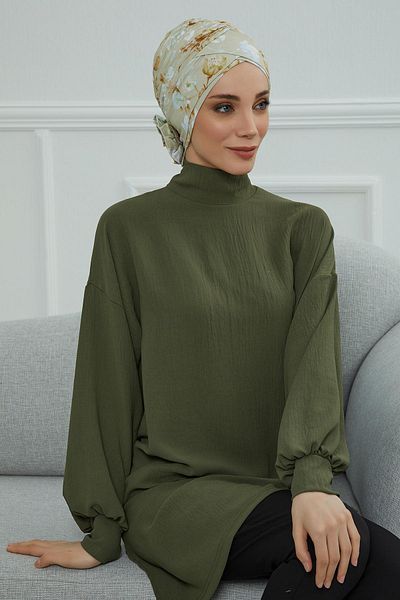 Aisha's Design بونيه منقوش عليه وردة متقاطعة - B-26yd