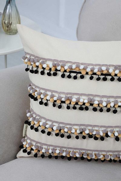 Aisha's Design Pompom Accessory Throw Pillow Cover,k-257