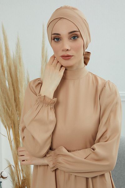 Aisha's Design غطاء رأس من القطن الممشط بحزام - موديل B-31