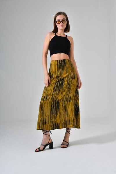 Saade Fustă țesută midi verde ulei