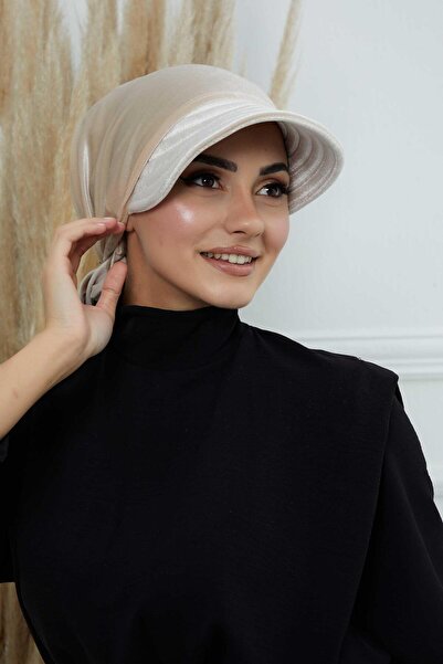 Aisha's Design Βελούδινο καπέλο μπαντάνα με προσωπίδα, B-71K, Μπεζ