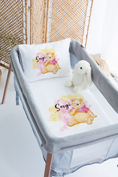 Lilabio %100 Pamuk Saten İsme Özel İsimli 70x120 Park Yatak Nevresim Seti Win...