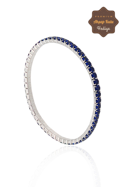 Midyat Nurtaş Gümüş Safir Su Yolu Baget Model 925 Ayar Gümüş Kadın Esnek Bile...