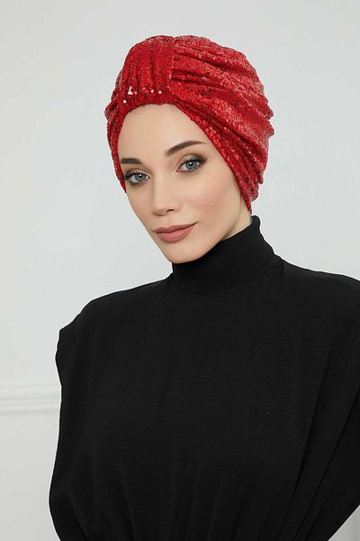 Aisha's Design غطاء رأس مزين بالترتر - تفاصيل الحزام الأمامي، b-68p
