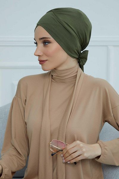 Aisha's Design غطاء رأس من القطن الممشط بحزام - موديل B-31