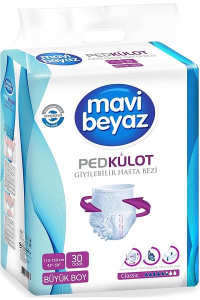 Mavi beyaz Large 240 Pieces Patient Diapers - Pad Absorbent Panties
